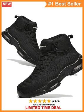 Steel Toe Work Boots Lightweight Comfortable Safety Shoe Lace-Up Ankle